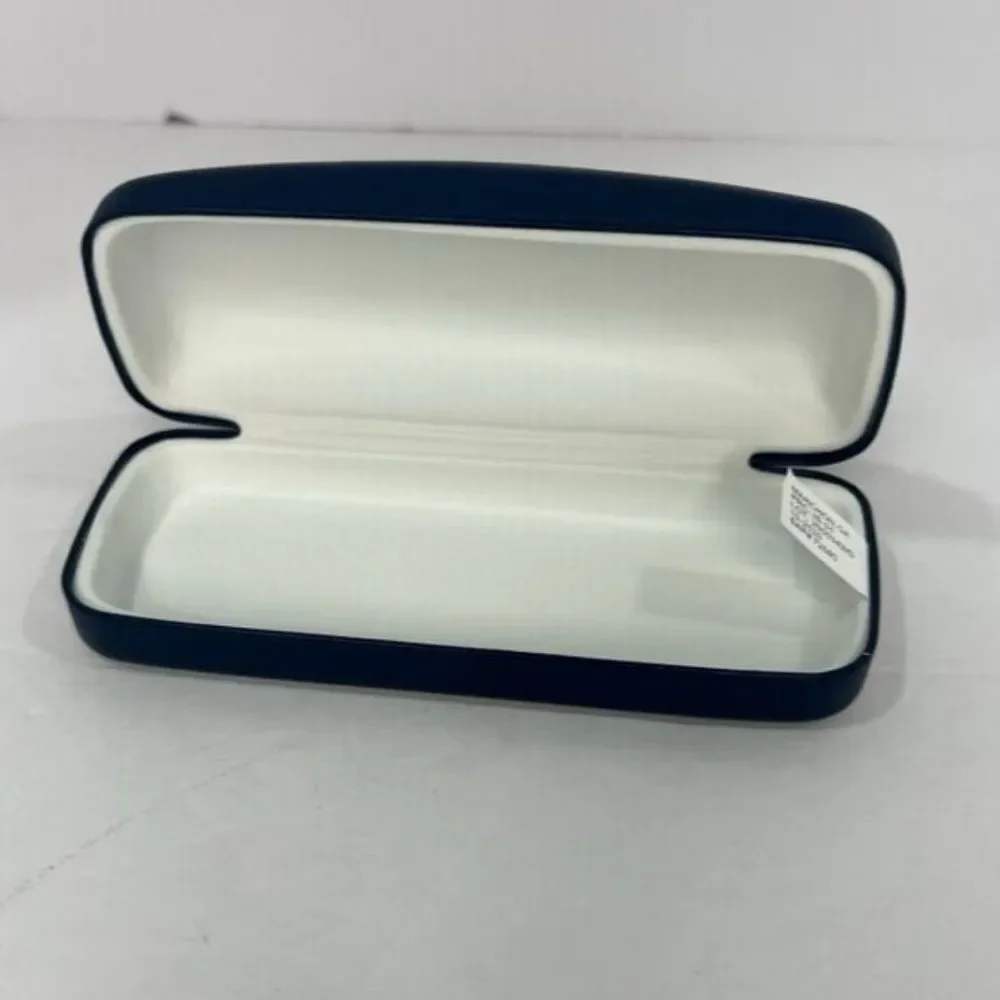 New! Lacoste Hard Case For Eyeglasses Blue Leather Clam Shell Case Bundle of 2